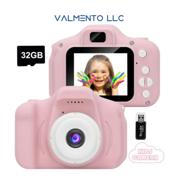 GlobalCrown Kinderkamera – 8MP Digitalkamera mit 2-Zoll-Bildschirm & 32GB Speicher (Blau/Pink)